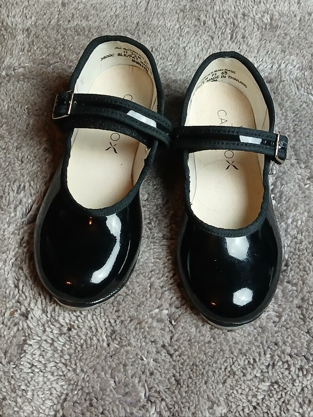 Capezio Girls' Black Patent Tap Dancing Shoes -